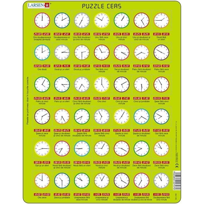 Puzzle Ceas Analogic In Limba Romana, 42 Piese Larsen Puzzle Ceas Analogic In Limba Romana, 42 Piese Larsen
