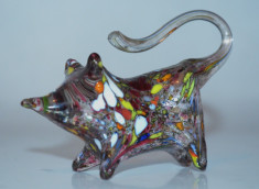 Figurina din sticla murano, vulpe multicolora (mille fiori) , anii &amp;#039;70 foto