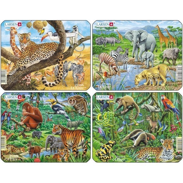 Set 4 Puzzle-Uri Animale Exotice, 11 Piese Larsen Set 4 Puzzle-Uri Animale Exotice, 11 Piese Larsen