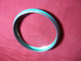 Bratara metal argintat si email turcoaz , d.interior= 6,1 cm ,l= 1 cm