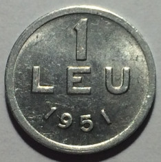 1 Leu 1951 Al Romania a UNC, Luciu de batere foto