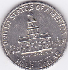 Moneda Statele Unite ale Americii 1/2 Dolar 1976 - KM#205 XF+ (bicentenar) foto