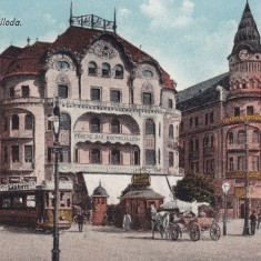 ORADEA , HOTEL FEKETE , TRAMVAI , CARUTA , ANIMATA , CIRCULATA 1916