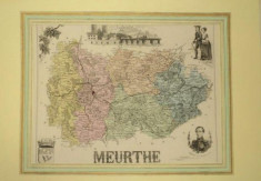 Harta regiunii Meurthe Franta, 1870 foto