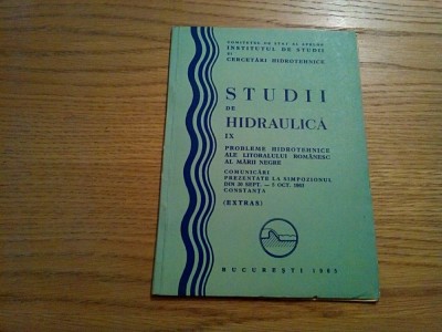 MODIFICARI ACTUALE IN MORFOLOGIA ZONEI LITORALE A DELTEI DUNARII - N. Popp (dedicatie-autograf ) - Studii de Hidraulica, IX extras, 1965, 28 p.+harta foto