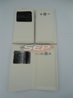 Toc FlipCover EasyView Leather Samsung Galaxy Ace 4 G313F / G318 WHITE (capac) foto
