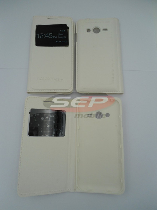 Toc FlipCover EasyView Leather Samsung Galaxy Ace 4 G313F / G318 WHITE (capac)
