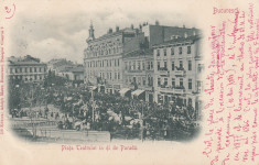 BUCURESTI , PIATA TEATRULUI IN ZI DE PARADA , CLASICA , CIRCULATA 1900 foto