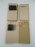 Toc FlipCover EasyView Leather Samsung Galaxy Ace 4 G313F / G318 GOLD (capac), Alt model telefon Samsung, Galben, Cu clapeta