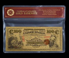 100 DOLARI 1875 S.U.A. - BANCNOTA POLYMER AURITA CU AUR 24K. foto