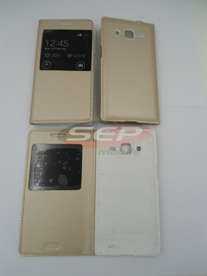 Toc FlipCover EasyView Leather Samsung G360F Galaxy Core Prime GOLD foto