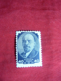 Timbru 40 kop. 1938,albastru , Lenin URSS, Nestampilat