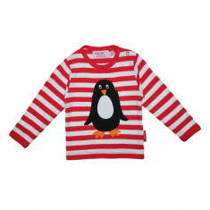 Bluza Toby Tiger, cu pinguin si dungi, unisex, multicolor, 5-6 ani foto