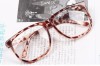 Ochelari Retro Unisex Animal Print, Rame Plastic Lentila Clara + Toc