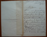 Scrisoare a lui Helene C. Cornesco Mano , din fam. Generalului Manu , 1889