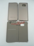 Toc FlipCover Leather Samsung Galaxy S6 Edge GOLD, Auriu, Cu clapeta