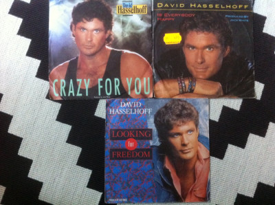 David Hasselhoff colectie 3 discuri singale single disc 7&amp;quot; vinyl muzica pop rock foto