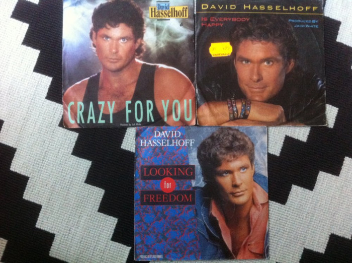 David Hasselhoff colectie 3 discuri singale single disc 7&quot; vinyl muzica pop rock