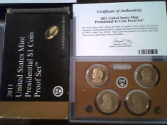 Monede de 1$ - presedinti USA - SET DE 4 MONEDE PROF - AN 2011 foto