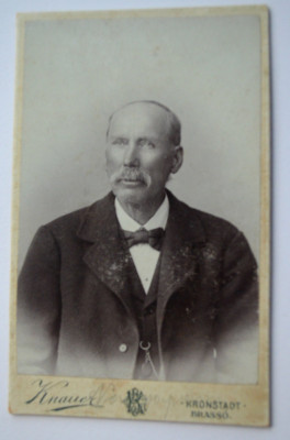 Fotografie veche pe carton cdv . portret barbat - Atelier Brasov 1900 foto