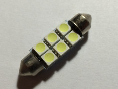 Led auto Sofit Festoon C5W, 39 mm, 6 SMD-uri, 12 V, ALB foto