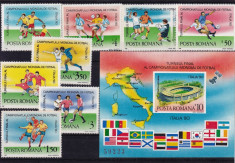 ROMANIA 1990 LP 1237 LP 1238 TURNEUL FINAL C. M. FOTBAL ITALIA SERIE+COLITA MNH foto