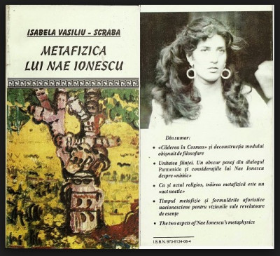 METAFIZICA LUI NAE IONESCU de ISABELA VASILIU SCRABA ex. numerotat cu dedicatie foto