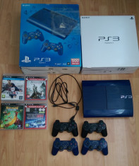 Consola Sony PlayStation 3 Slim, 500GB Albastru foto