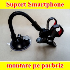 Suport Smartphone Auto Universal pentru parbriz - Poze Reale ! - Alb/Negru foto