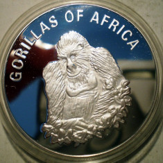 D.413 UGANDA SERIA GORILE AFRICA 1000 SHILLINGS 2003 PROOF ARGINTATA 38,5mm