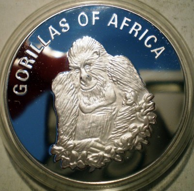 D.413 UGANDA SERIA GORILE AFRICA 1000 SHILLINGS 2003 PROOF ARGINTATA 38,5mm foto