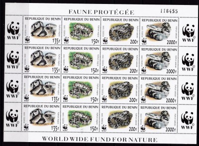 Benin 1999 fauna reptile WWF MI 1159-1162 kleib. MNH w37 foto