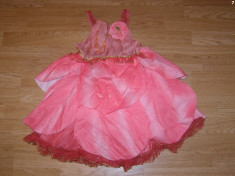 costum carnaval serbare printesa rosa pentru copii de 7-8 ani marime M foto