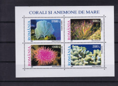 ROMANIA 2001 LP 1570 a CORALI SI ANEMONE DE MARE BLOC DE 4 MARCI MNH foto