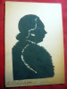 Portret - Profil din decupaj pe foita neagra semnat K.Pertighian, Portrete, Cerneala, Altul
