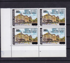 ROMANIA 2001 LP 1561 MONUMENTE ISTORICE DISTRUSE SUPRAT CANTO BLOC DE 4 MNH foto