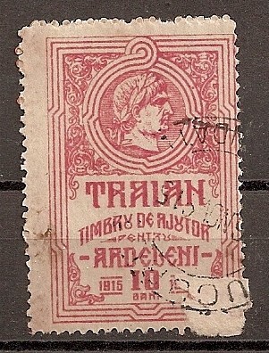 SD Romania 1915 - LP VI / 3- Pentru ardeleni - Traian, 10 Bani rosu, stampilat foto