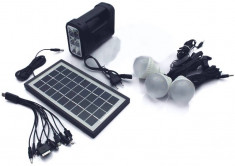 Panou solar fotovoltaic KIT iluminare 3 becuri lanterna incarcare telefon GD8017 foto