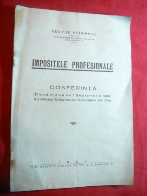 G.Petrovici - Impozite Profesionale - Ed. 1932 foto