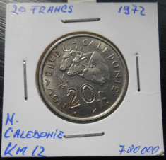 NOUA CALEDONIE 20 FRANCS 1972 KM 12 TIRAJ 700 000 EX. foto