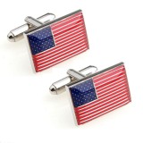 Butoni tema AMERICA FLAG + cutie simpla cadou, Inox