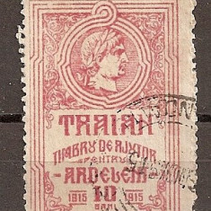 SD Romania 1915 - LP VI / 3- Pentru ardeleni - Traian, 10 Bani rosu, stampilat