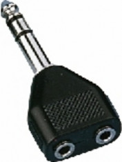 Adaptor Jack 6.3 tata stereo - 2 x Jack 3.5 mama stereo Monacor NTA-196 foto