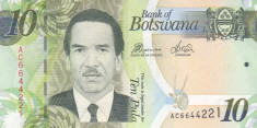 Bancnota Botswana 10 Pula 2012 - P30c UNC foto