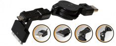 Cablu incarcare USB micro 3in1, poate fi bobinat, Sal Home SA 042 foto