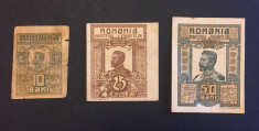 Set bancnote vechi 10,25,50 bani 1917, Romania foto