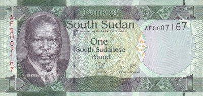 Bancnota Sudanul de Sud 1 Pound (2011) - P5 UNC foto