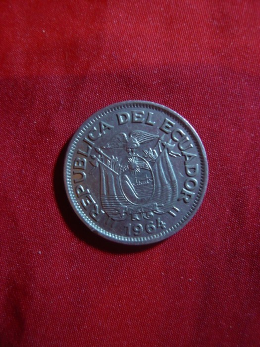 Moneda 1 sucre Ecuador 1964 , metal alb