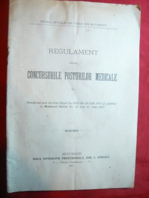 Regulament pt. Concursurile Posturilor Medicale 1911 -Eforia Spitalelor civile foto