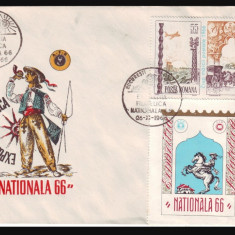 Expozitia filatelica NATIONALA 1966, plic cu stampila speciala si vinieta